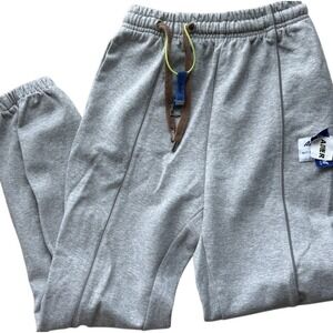 ADER Error Mens Small Gray Cotton Drawstring Track Pants Joggers Streetwear Logo